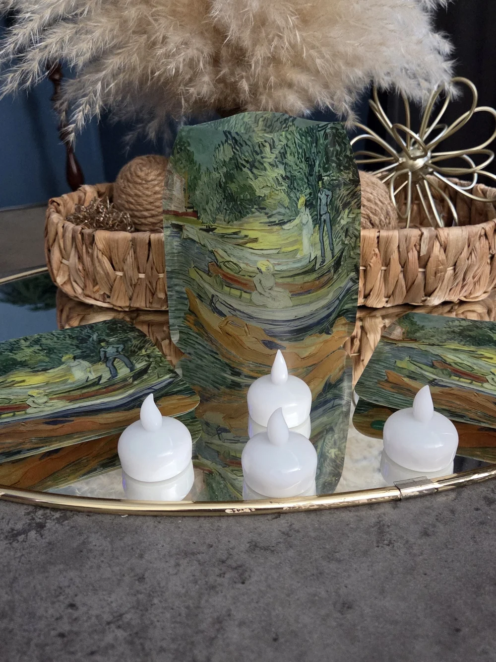 Van Gogh Luminary Lantern Set w/ LED Candles | Mood Lighting | Open Box